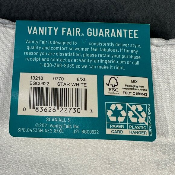 Vanity Fair Women's Size XL 8 Panty Brief No Show No Pinch White New With Tags - Picture 6 of 9